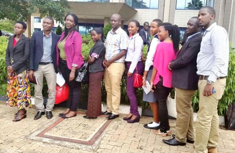 Members of the Executive Committee of the National Youth Council in a group photo. (Robert Mwesigwa)