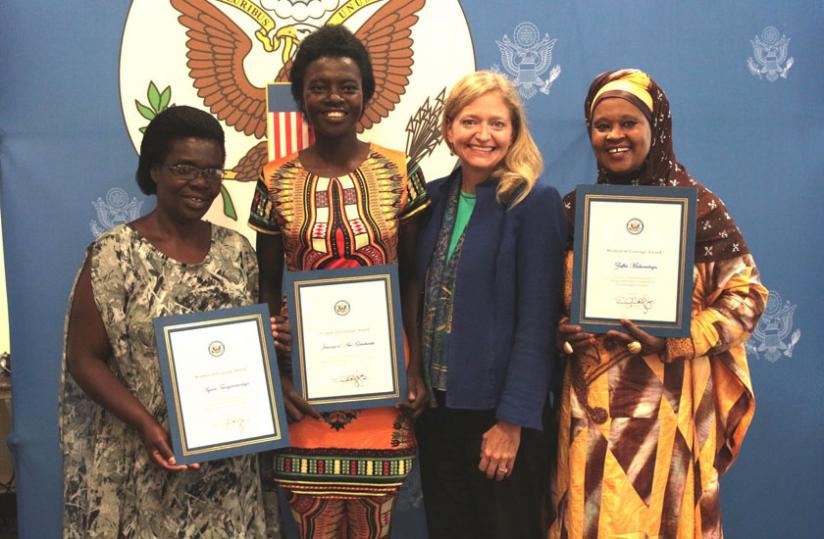 Ambassador Erica J. Barks-Ruggles with the 2016 Rwandan Women of Courage award winners. (Courtesy)