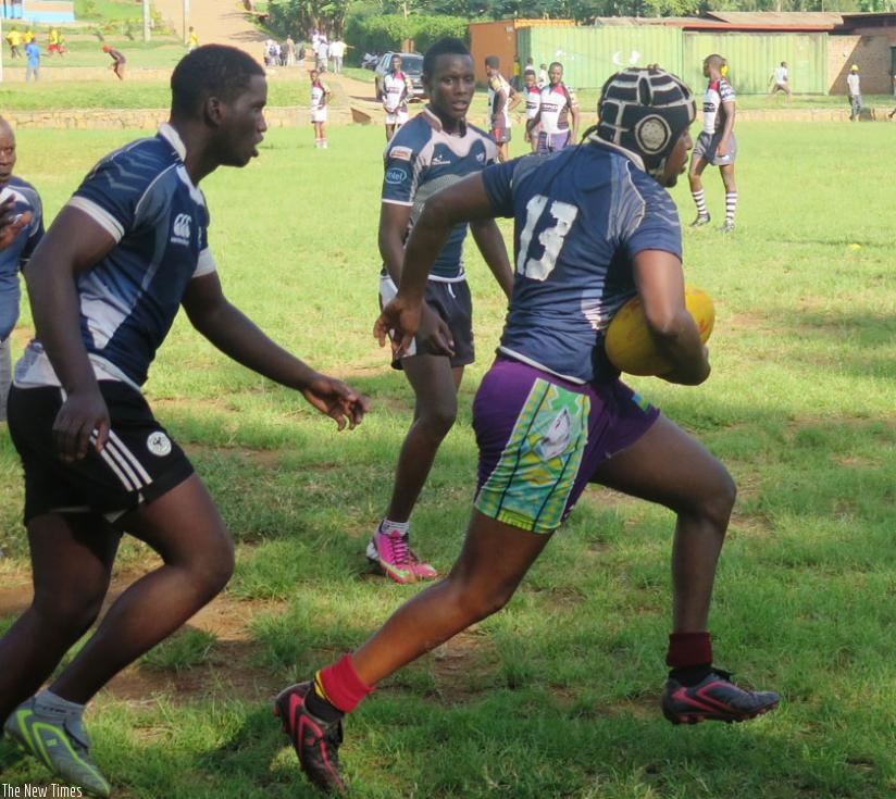 Thousanda Hills veteran prop Didier Kamanzi in action against Kigali Sharks. (S. Kalimba)