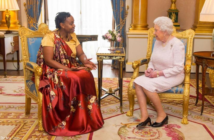 HC Yamina Karitanyi with Her Majesty Queen Elizabeth II at Buckingham Palace. (Courtesy)