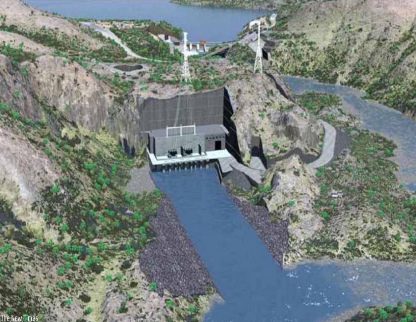 The lower view of the impression of the Rusumo hyrdopower  plant. The US$469 million project, expected to generate 80 megawatts for Rwanda, Burundi and Tanzania, will have its construction works begin in September this year. (Courtesy)