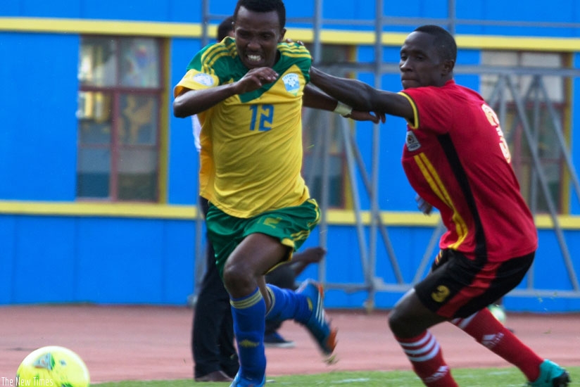 Savio Nshuti (#12) is no stranger to facing Uganda, having scored against them at the U23 level. (Timothy Kisambira)