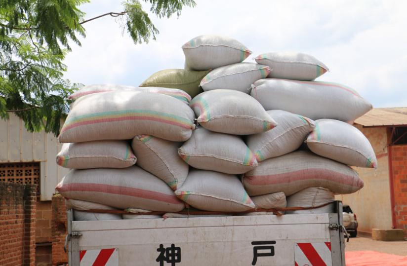 The truck with the coffee packed at NAEB offices yesterday. The coffee will be auctioned. (Pontian Kabeera)