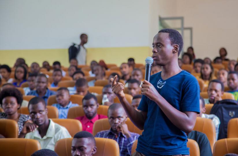One of the students asks a question about the application process yesterday. (Faustin Niyigena)