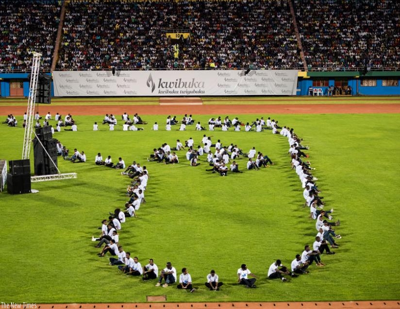 After the Walk to Remember on Saturday,  thousands of Rwandans converged at Amahoro National Stadium where President Kagame addressed them, after taking part in the Walk. (T. Kisambira)