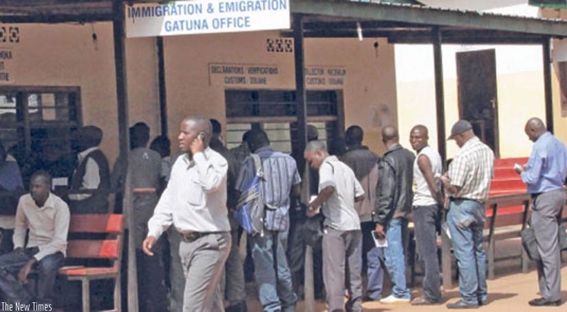 Travellers at the Gatuna border post between Rwanda and Uganda. (File)