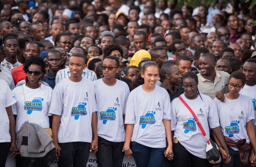 The youth take part in the Walk to Remember on Saturday. (Village Urugwiro)