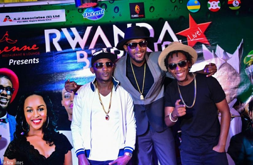 Big Fariouz, Deejay Pius and Arthur Nkusi pose for a picture. (Courtesy)