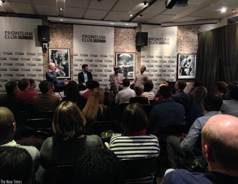 Eric Eugene Murangwa (donning a cap) and other panelists during the Q&A session at the premiere of Soccer My Saviour, a documentary film that chronicles the horrors of the 1994 Gen....