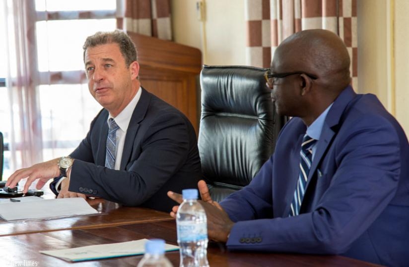 Serge Brammertz, the prosecutor of Residual Mechanism for International Criminal Tribunals responds to questions from the journalists, yesterday, as Justice minister Johnston Busin....