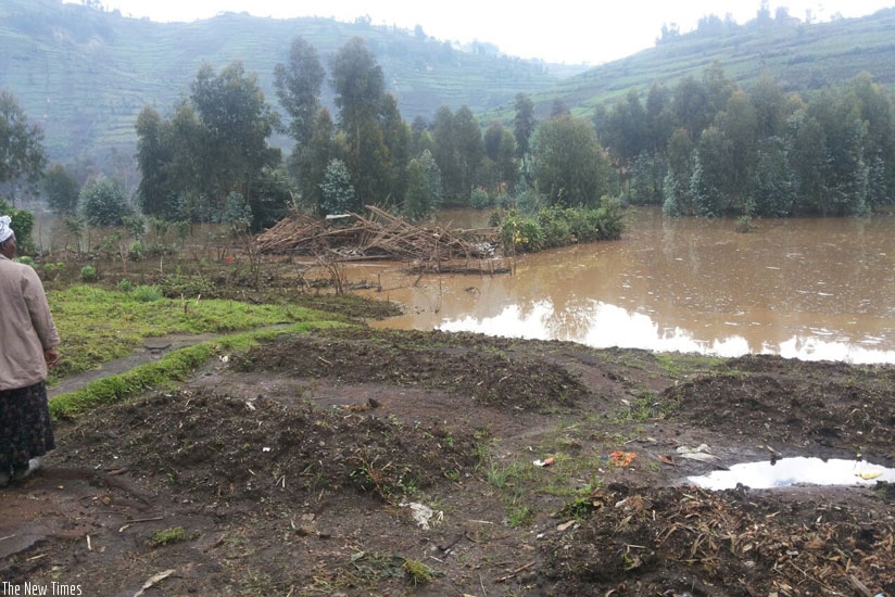 The area where some houses were flooded in Nyabihu