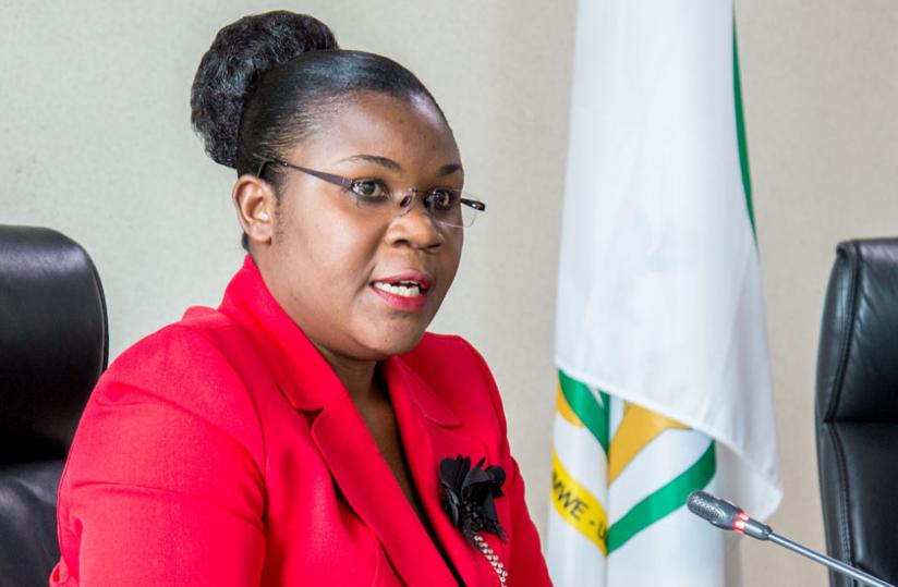 Public Service and Labour minister Judith Uwizeye briefs the media on preparations for the International Labour Day due May 1. (Doreen Umutesi)
