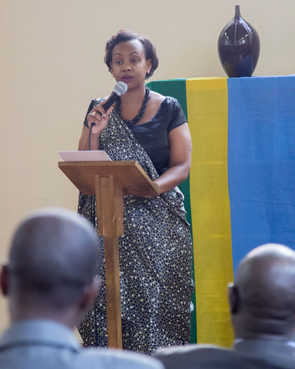 Ambassador Karitanyi speaks during the commemoration event in the United Kingdom. (Courtesy)