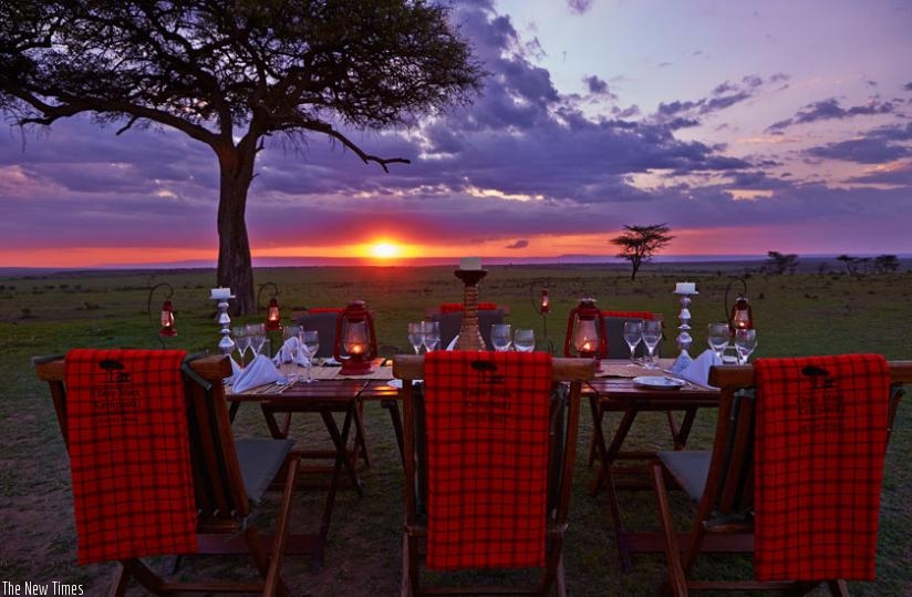 One of the outdoor dinner sets at Olare Mara Kempinski. (Sandra Idossou)