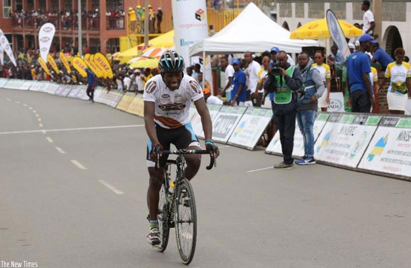 Areruya crosses the finish line during last year's Tour du Rwanda. (File)