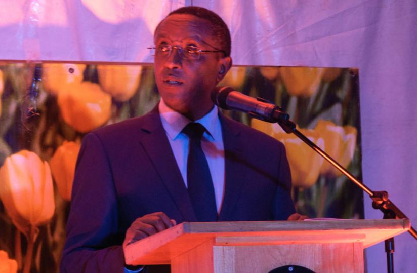 Minister Dr  Biruta speaks at the event in Kigali. (Teddy Kamanzi)
