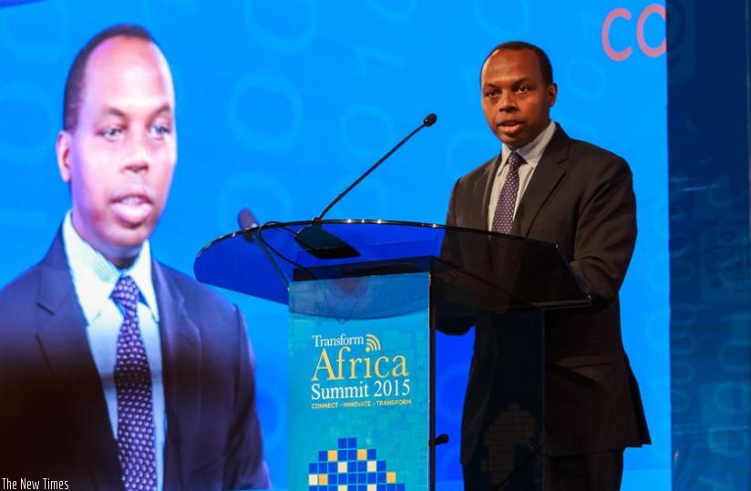 Gatare speaks at the 2015 Transform Africa Forum in Kigali. (File)