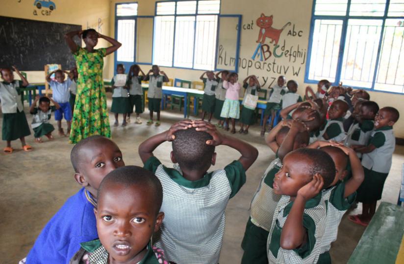Children attend a lesson at the new facility in Murundi sector, Karong District.  (Frederic Byumvuhore)