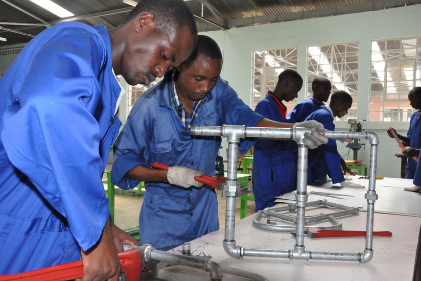 TVET students during a plumbing practical session. (File)