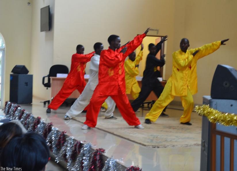 Students perform a Chinese dance. (Hudson Kuteesa) 