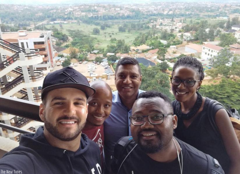 Enjoying Kigali's beautiful scenery. The multi award winning South African band is in Kigali for its first concert in the country. (Julius Bizimungu)