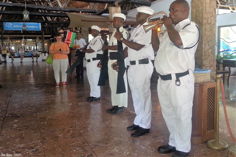 Being welcomed on board at Voyager Resort Beach. (Allan Brian Ssenyonga)