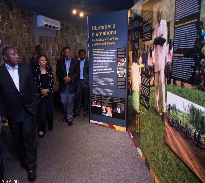 South African Deputy President Cyril Ramaphosa during his tour of Kigali Genocide Memorial centre yesterday. (T. Kisambira)