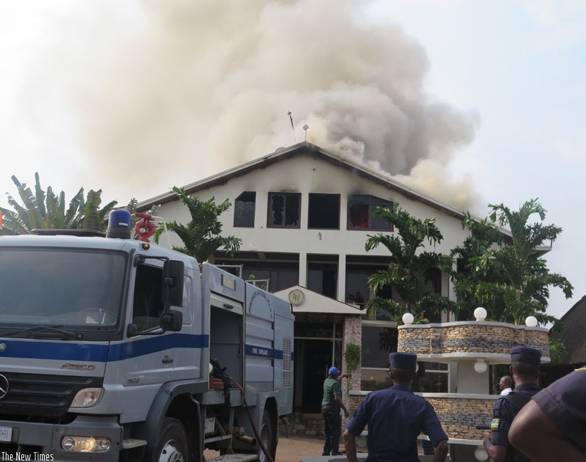 Luxury Hotel in Kimironko Gasabo was engulfed by fire last year. Insurance penetration in Rwanda is still low and below the continental average of 2.8%. (File)