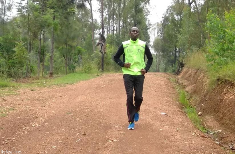 Mazimpaka during training in Kamonyi District recently. (Courtesy)