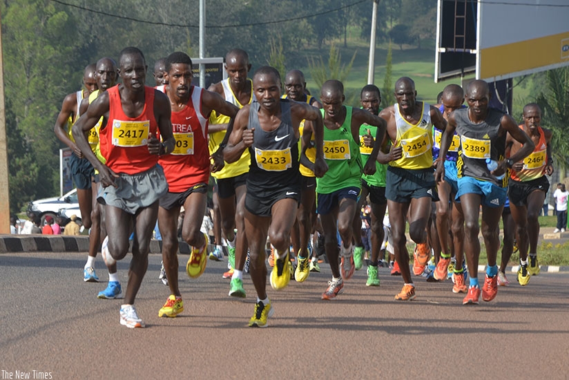Athletes druing last year's Kigali Peace Marathon race. The Athletics Federation has vowed to crack down on cheating in today's race. (Sam Ngendihimana)
