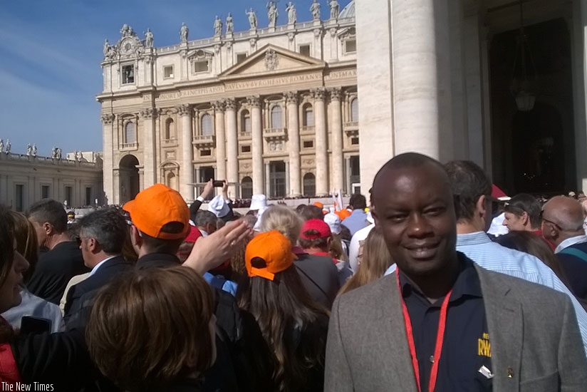 Greg Bakunzi at the St Peter's Square at the Vatican just before papal mass. (Courtesy)