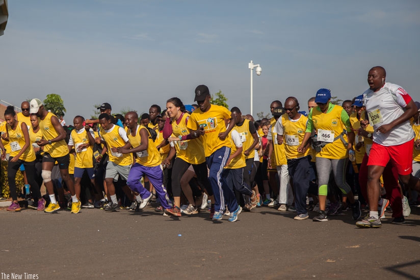 Runners are flagged off for the 5km Family Run. (Photos by Timothy Kisambira)