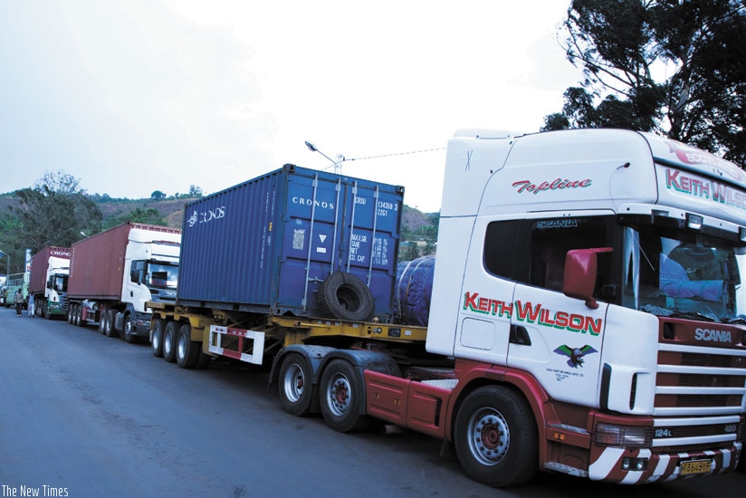A cargo truck at Rusumo border. Local traders have for long complained that NTBs along the Central Corridor increase cost of operations. (File)