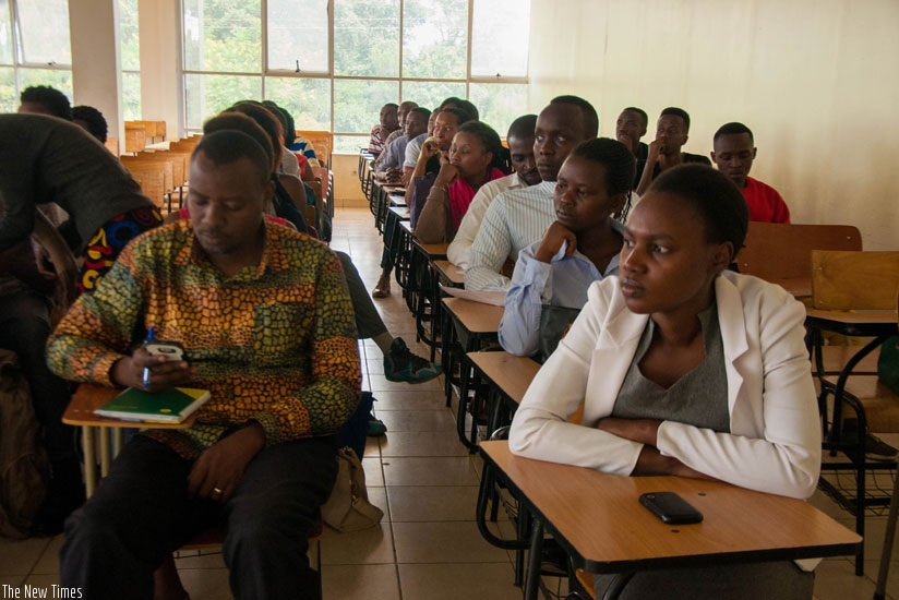 Participants follow proceedings during induction meeting at the University of Kigali. (Teddy Kamanzi)