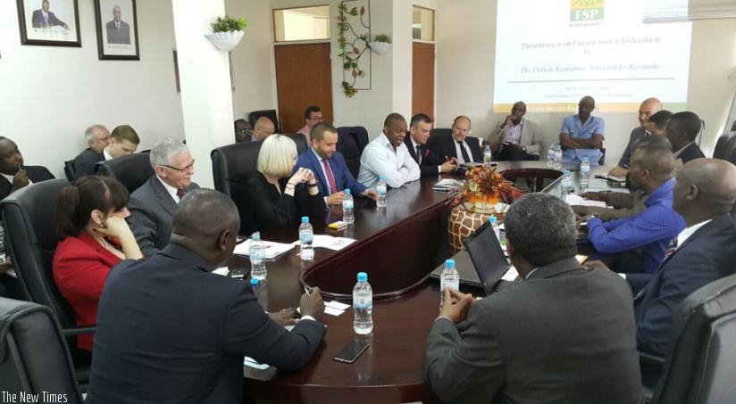 Polish investors during a meeting with the Rwandan counterparts in Kigali. The Polish are from health, hospitality, and agro-processing sectors. (P. Tumwebaze)
