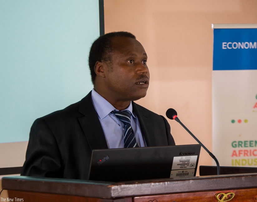 Dr Ndagijimana speaks at the meeting in Kigali, yesterday. (Teddy Kamanzi)