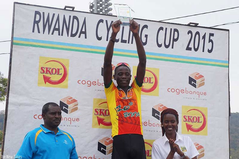 Jean-Bosco Nsengimana after winning the Rwanda Cycling Cup last year. (File)