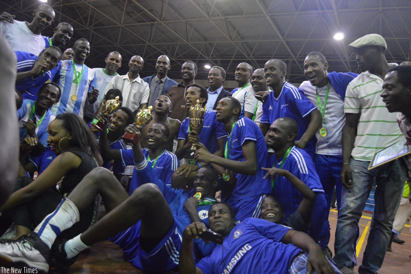 Rayon Sports  players celebrate after winning last year's tournament. They are tipped to retain the title. (File)