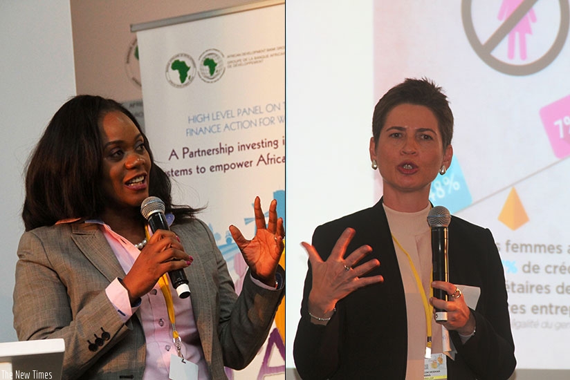 LEFT: ABSA chief executive Mzinga Melu speaks during the meeting. RIGHT: Anna Gincherman, chief product development officer at AFAWA, contributes during the panel discussion. (Courtesy)