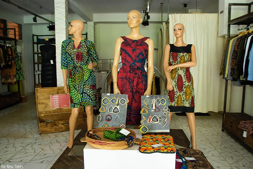 Rwandan made clothes on display at a local store. (Teddy Kamanzi)