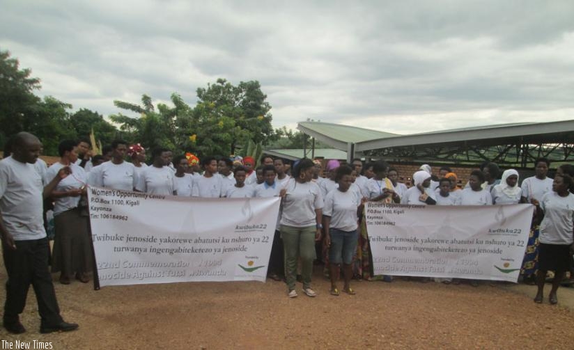 The commemoration event started with a Walk to Remember. (Stephen Rwembeho)