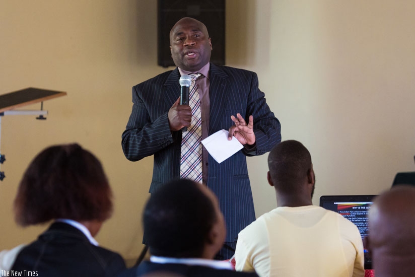 Kariuki speaks to participants about EASF in Kigali yesterday. (Timothy Kisambira)