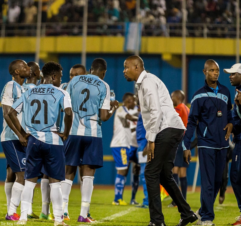 Casa Mbungo gives instructions to his players in last year's final against Rayon Sports, which ended 1-0 in favour of the cops. (File)