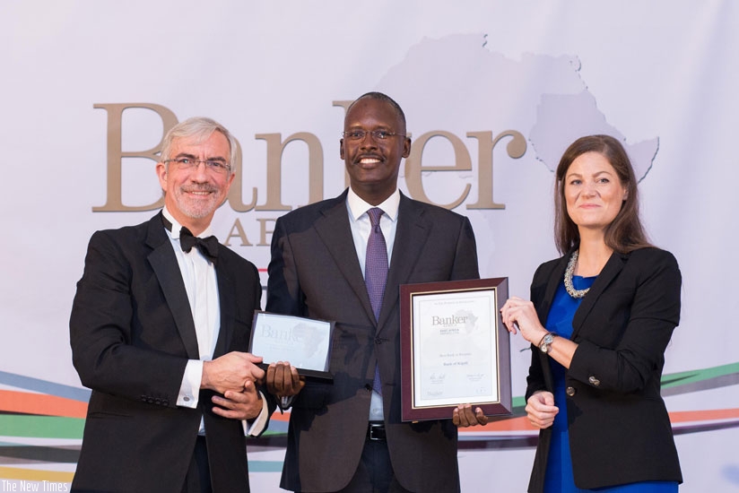 Patrick Masumbuko, the BK chief representative officer at the Nairobi Office, receives the award on its behalf at the award gala in Kenya. (Courtesy)