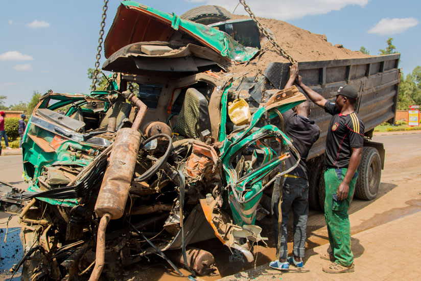 The ill-fated Mercedes-Benz truck that was involved in the fatal accident that has so far claimed the lives of seven people. (Faustin Niyigena)