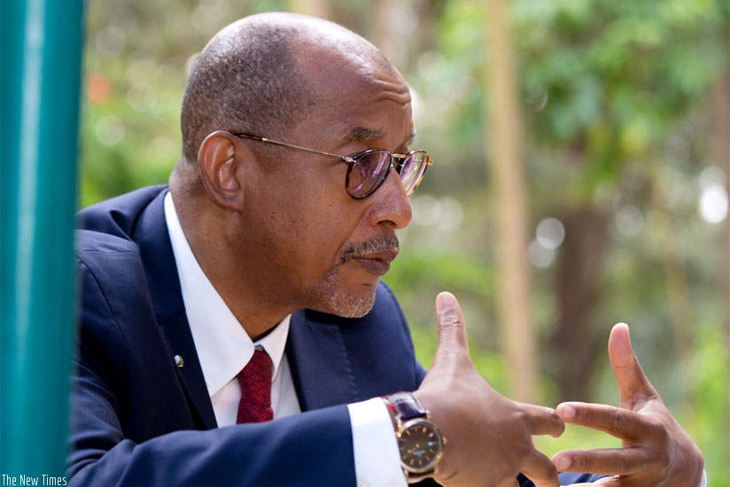 Dr Mayaki speaks to journalists in Kigali last month. (Timothy Kisambira)