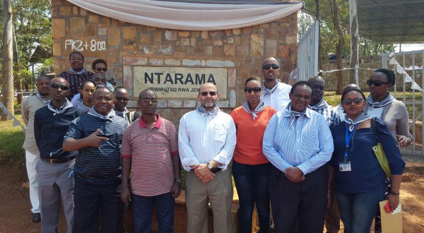 Staff members posing for a group photo after touring Ntarama museum. (Julius Bizimungu)
