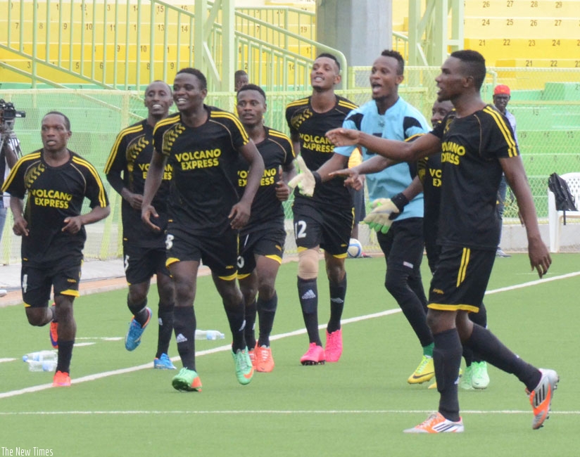 Muhadjiri Hakizimana(C) netted the winning goal against AS Kigali to become joint-top scorer in the league with 14 goals. (File)