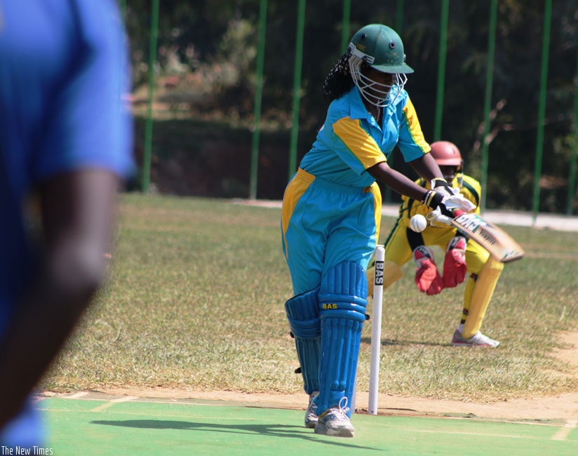 Damali Businge was Rwanda's top scorer with 64 runs in 94 balls. (Courtesy)