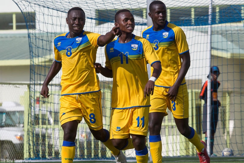 Blaise Itangishaka (L) will lead Rwanda U20 attack against Morocco U20 this afternoon at Amahoro stadium. (File)